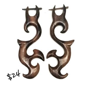 Wooden Tribal Earrings